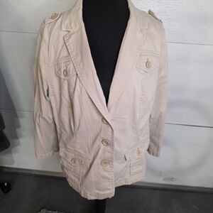 Caslon Beige Button-Up Blazer